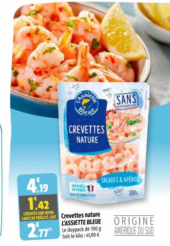 crevettes nature l'assiette bleue
