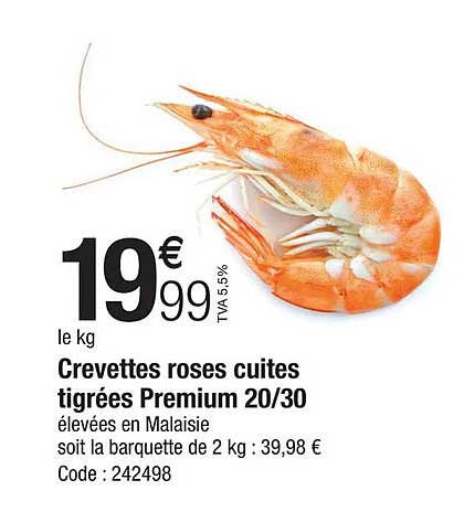 Crevettes Roses Cuites Tigrées Premium 20-30