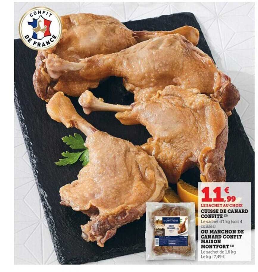 cuisse de canard confite ou manchon de canard confit maison montfort