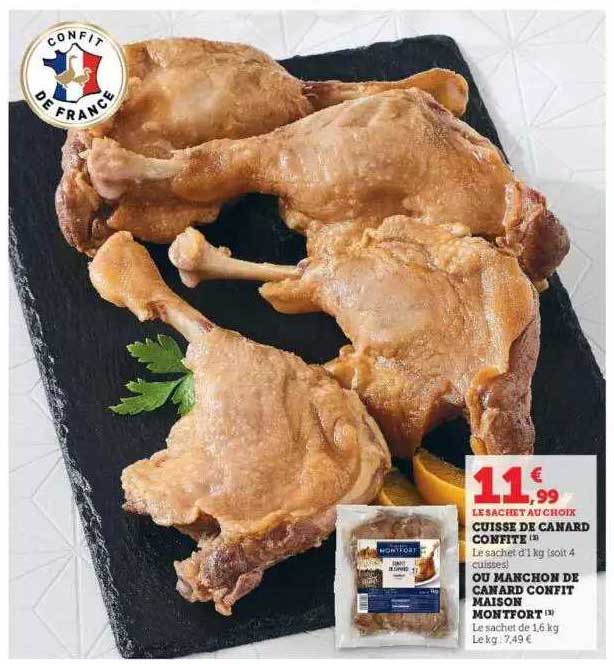 cuisse de canard confite ou manchon de canard confit maison montfort