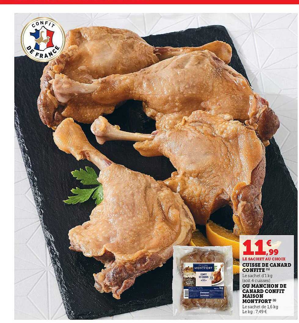 cuisse de canard confite ou manchon de canard confit maison montfort