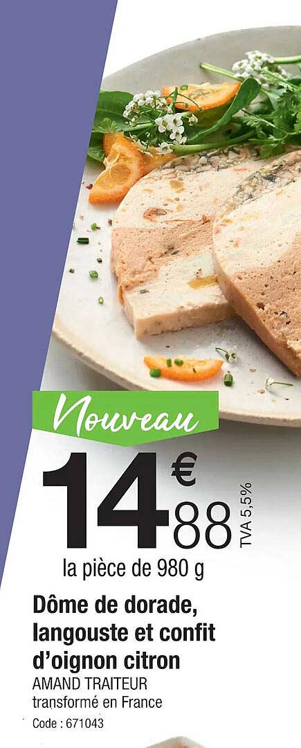 dôme de dorade, langouste et confit d'oignon citron