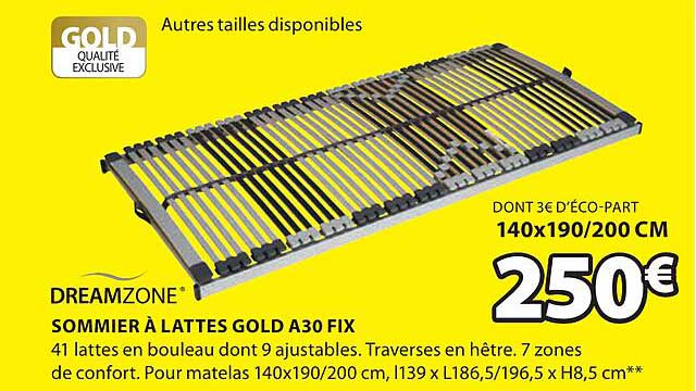 dreamzone sommier à lattes gold a30 fix