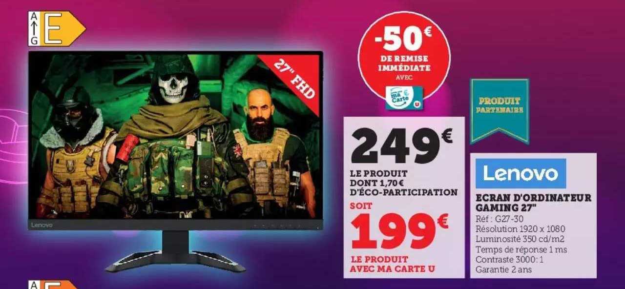 écran d'ordinateur gaming 27" lenovo
