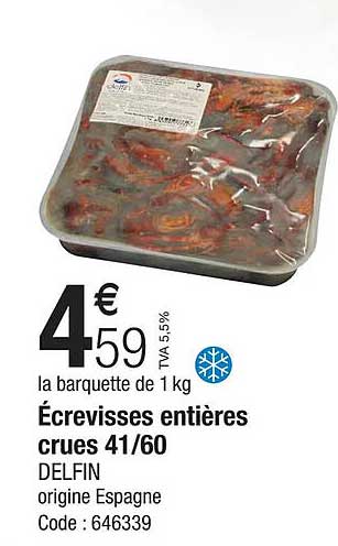 écrevisses entières crues 41-60 delfin
