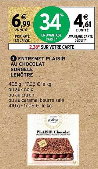 entremet plaisir surgelé lenôtre