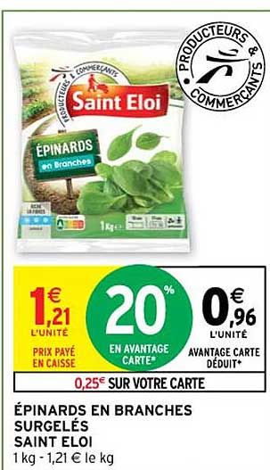 épinards en branches surgelés saint éloi