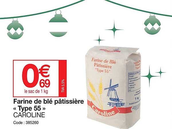 farine de blé pâtissière «type 55» caroline