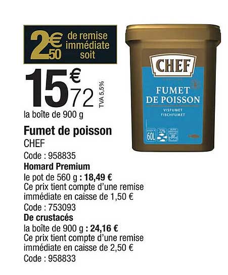 fumet de poisson chef, homard premium, de crustacés