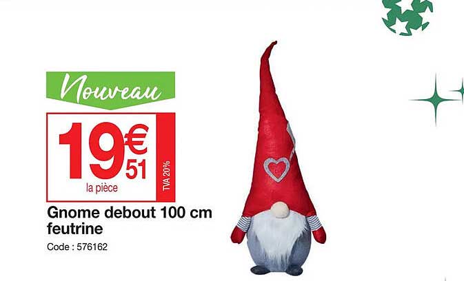 gnome debout 100 cm feutrine
