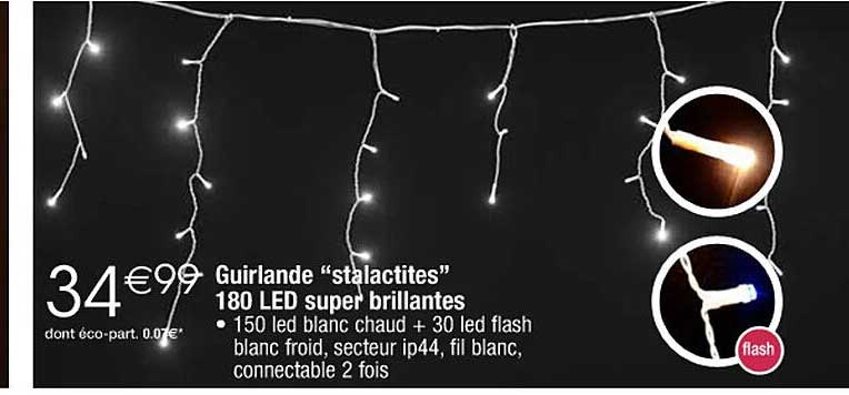 guirlande "stalactites" 180 led super brillantes