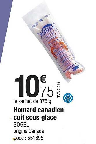 homard canadien cuit sous glace sogel