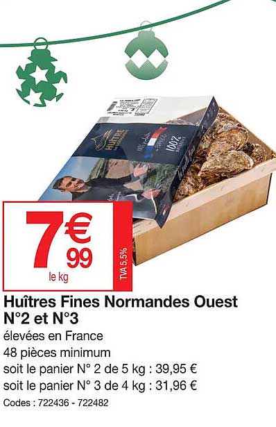 huîtres fines normandes ouest n°2 et n°3