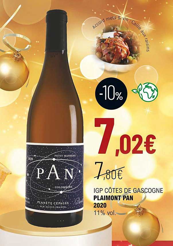 igp côtes de gascogne plaimont pan 2020 11% vol.