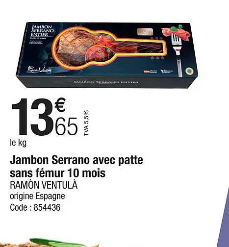 jambon serrano avec patte sans fémur 10 mois ramon ventulà