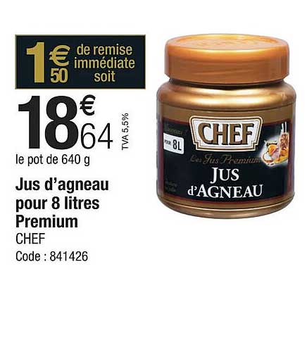 jus d'agneau pour 8 litres premium chef
