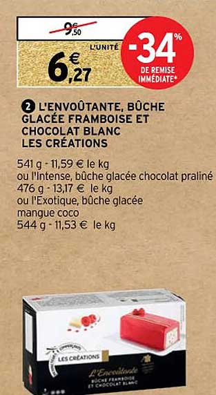 L'envoûtante, Bûche Glacée Framboise Et Chocolat Blanc Les Créations