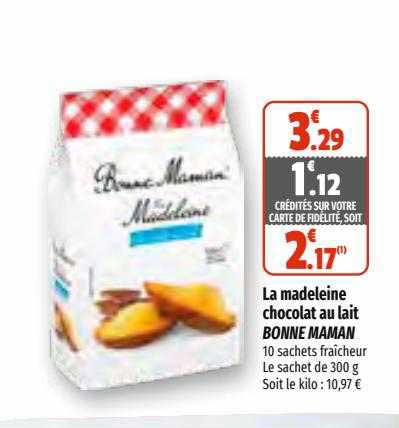la madeleine chocolat au lait bonne maman