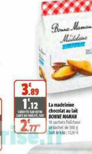 la madeleine chocolat au lait bonne maman
