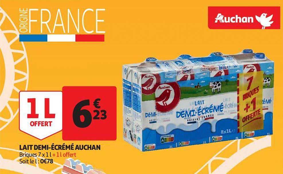lait demi-écrémé auchan