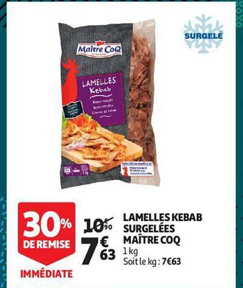 lamelles kebab surgelées maître coq