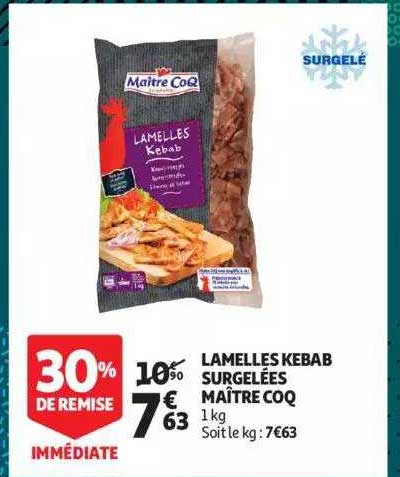 lamelles kebab surgelées maître coq
