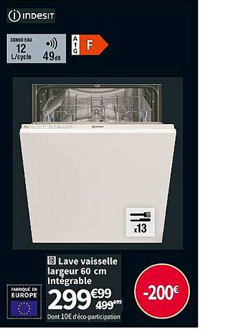 lave vaisselle largeur 60 cm intégrable indesit