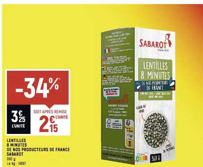 lentilles 8 minutes de nos producteurs de france sabarot