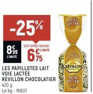 Les Papillottes Lait Voie Lactée Révillon Chocolatier