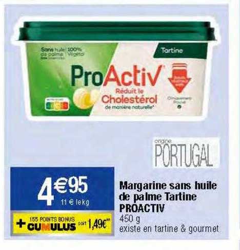 margarine sans huile de palme tartine proactiv
