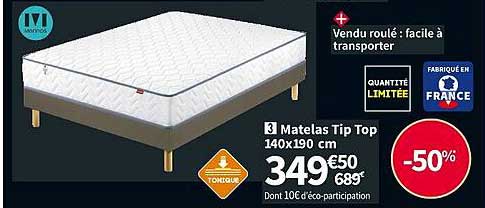 matelas tip top 140 x 190 cm merinos