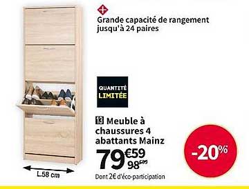meuble à chaussures 4 abattants mainz