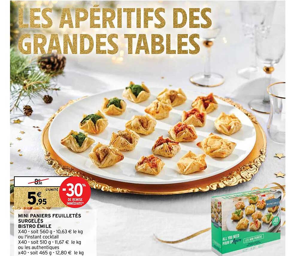 mini paniers feuilletés surgelés bistro émile
