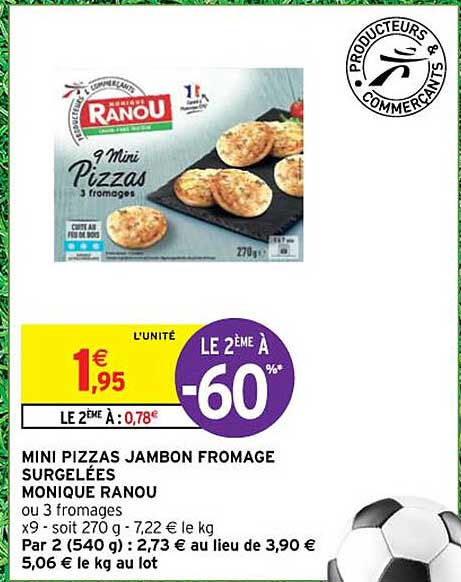 mini pizzas jambon fromage surgelées monique ranou