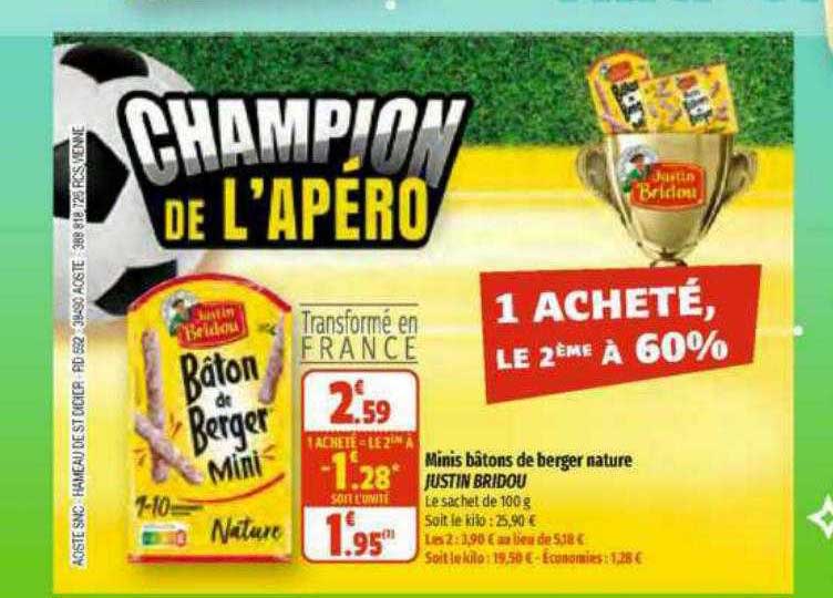 minis bâtons de berger nature justin bridou