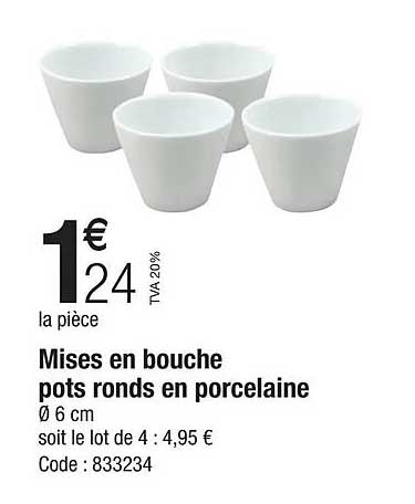 mises en bouche pots ronds en porcelaine