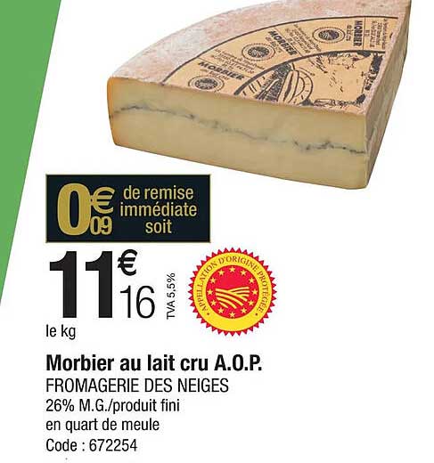 morbier au lait cru a.o.p. fromagerie des neiges