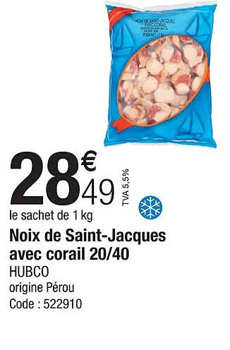 noix de saint-jacques avec corail 20-40