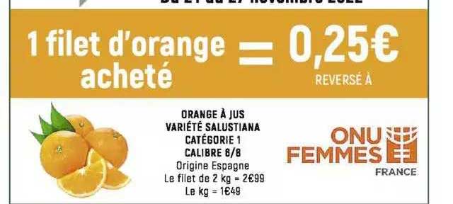 orange à jus variété salustiana catégorie 1 calibre 6-8