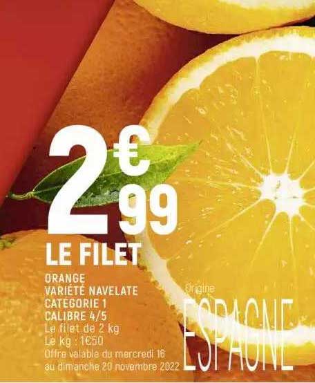 orange variété navelate catégorie 1 calibre 4-5