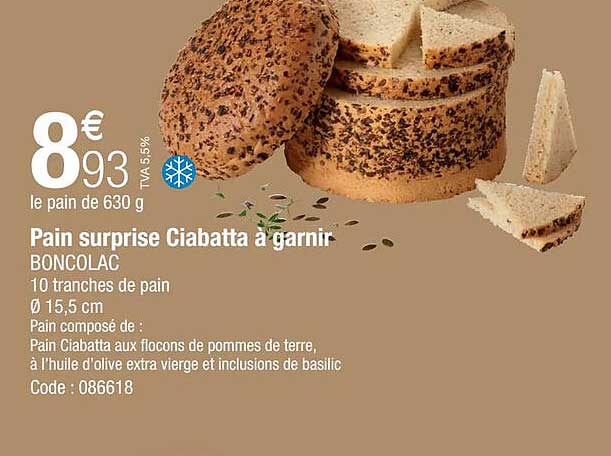 pain surprise ciabatta à garnir boncolac