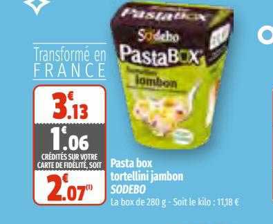 Pasta Box Tortellini Jambon Sodebo