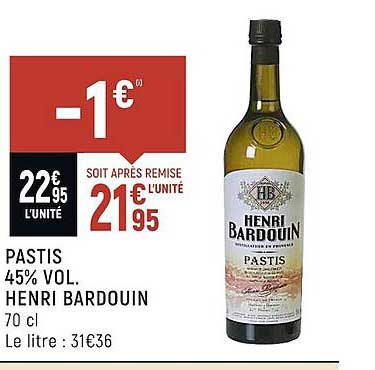 pastis 45% vol. henri bardouin