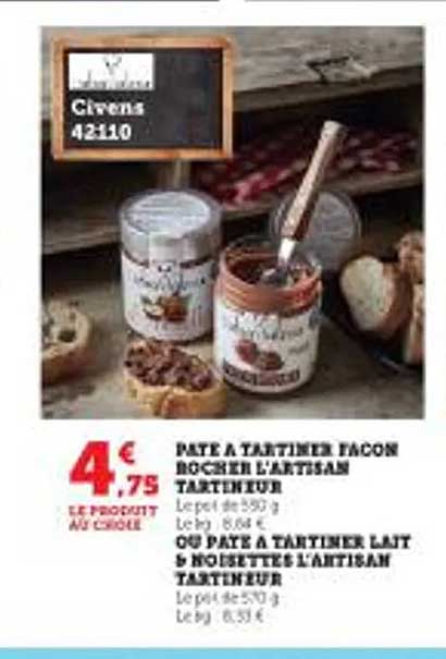 pâte à tartiner façon rocher l'artisan tartineur ou pâte à tartiner lait & noisettes l'artisan tartineur