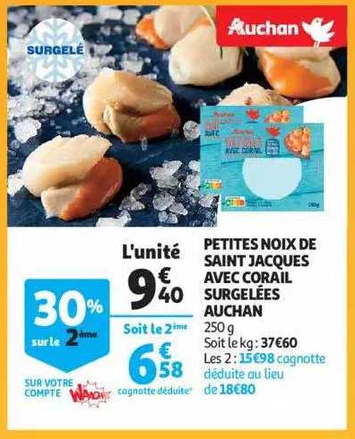 petites noix de saint jacques avec corail surgelées auchan