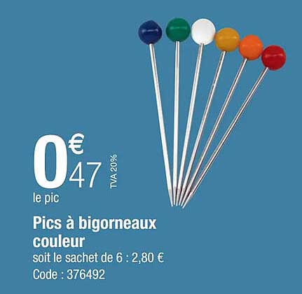 pics à bigorneaux couleur