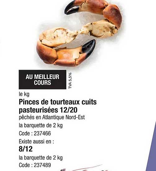 pinces de tourteaux cuits pasteurisées 12-20