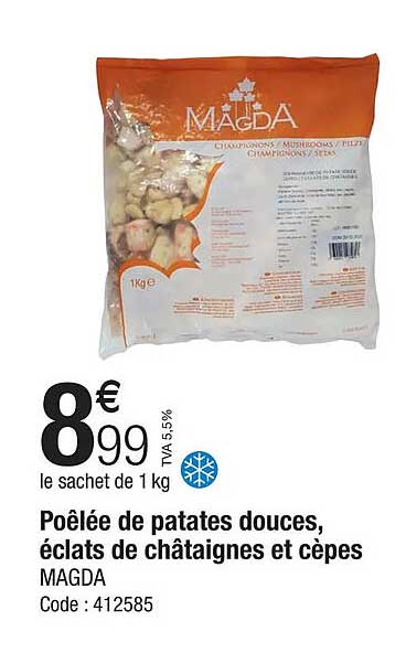poêlée de patates douces, éclats de châtaignes et cèpes magda