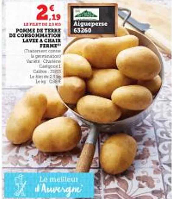 Pomme De Terre De Consommation Lavée à Chair Ferme