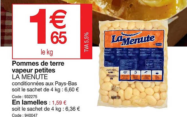pommes de terre vapeur petites la menute